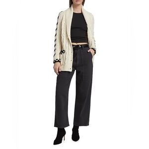 MOTHER black The Quartet Breaker wide leg cropped jeans